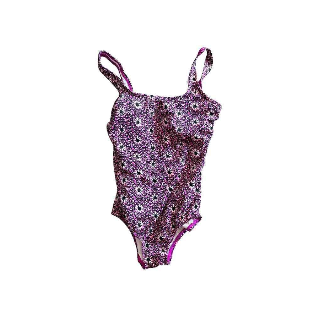 Lands End Womens Purple Medallion Geometric One Piece Swimsuit Size 6 Shelf Bra